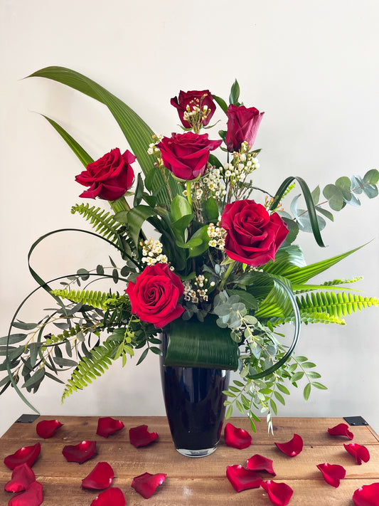 Arrangement 6 Roses Rouges